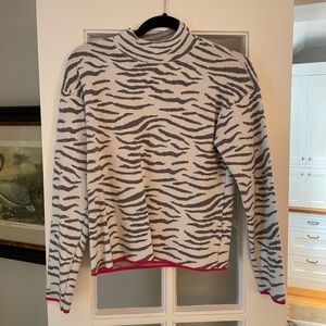 Anthropologie Lizzie Mock Neck Zebra Print Sweater